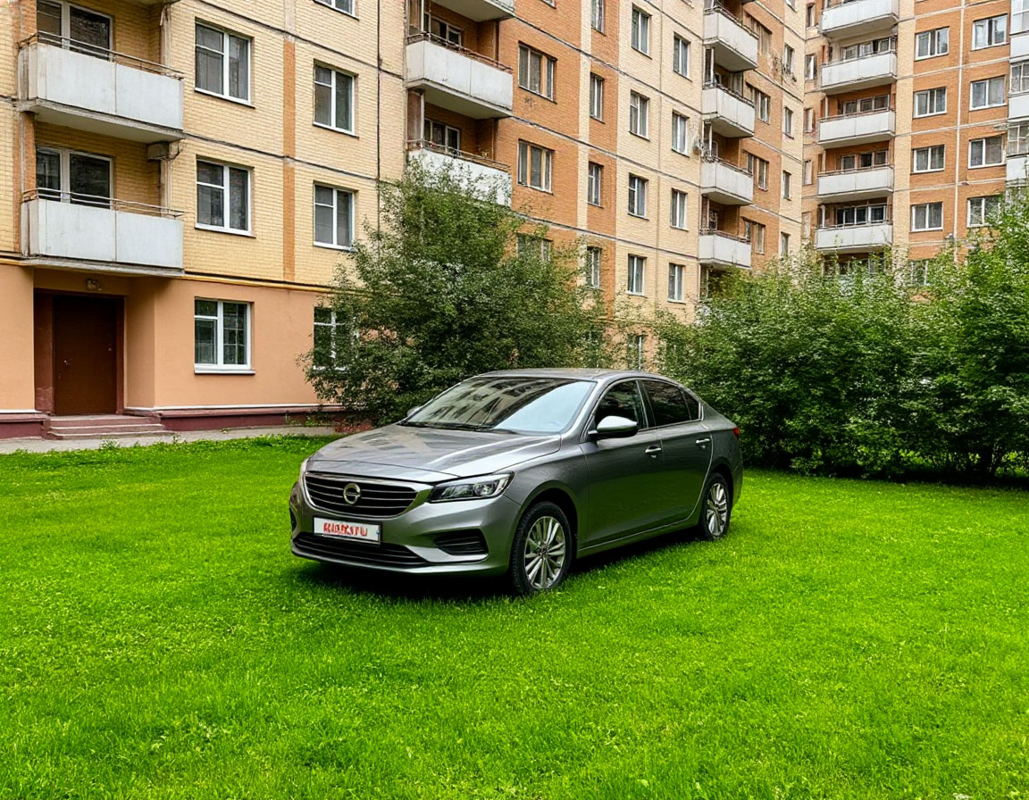 Машина на газоне